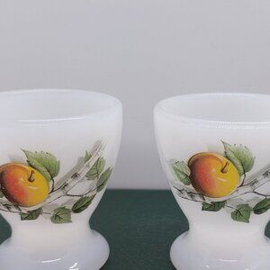 2 Vintage Milk Glass Arcopal Footed Egg Cups
